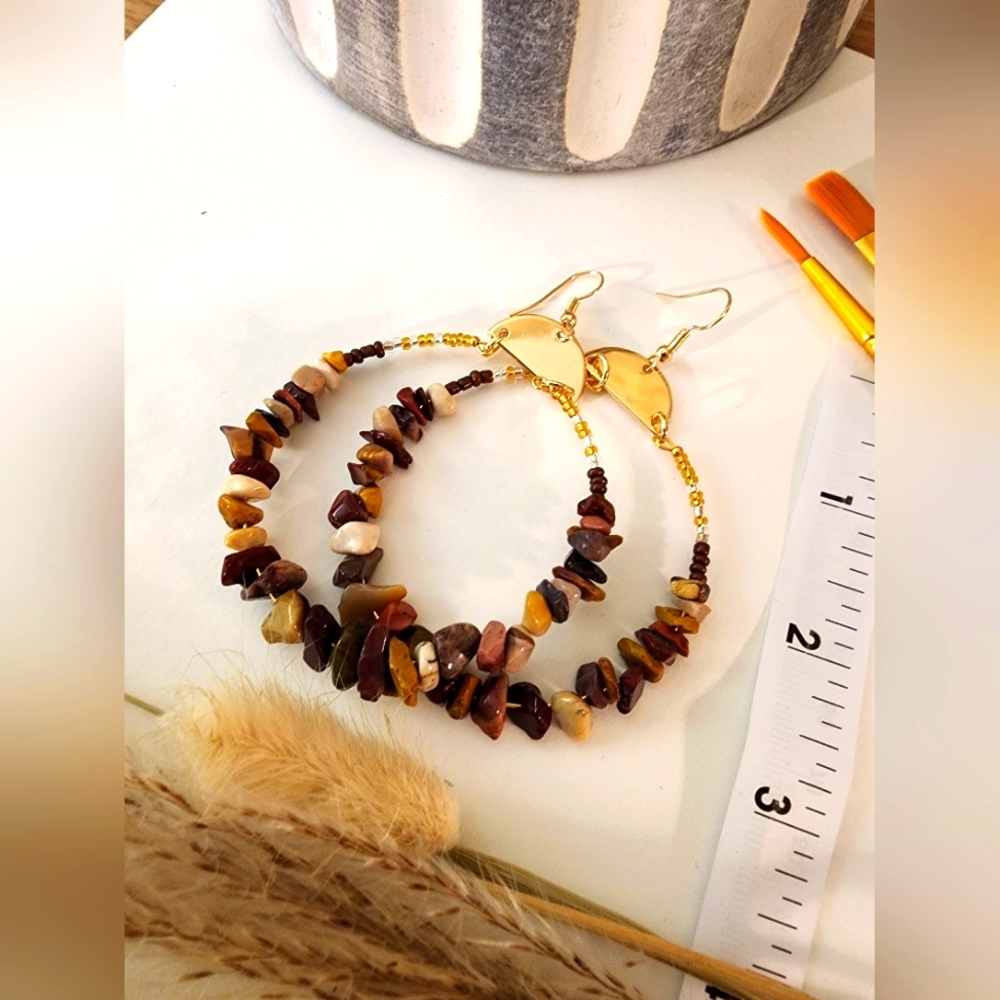 Hand-made Natural Chip Stone Beads/Beads Earrings